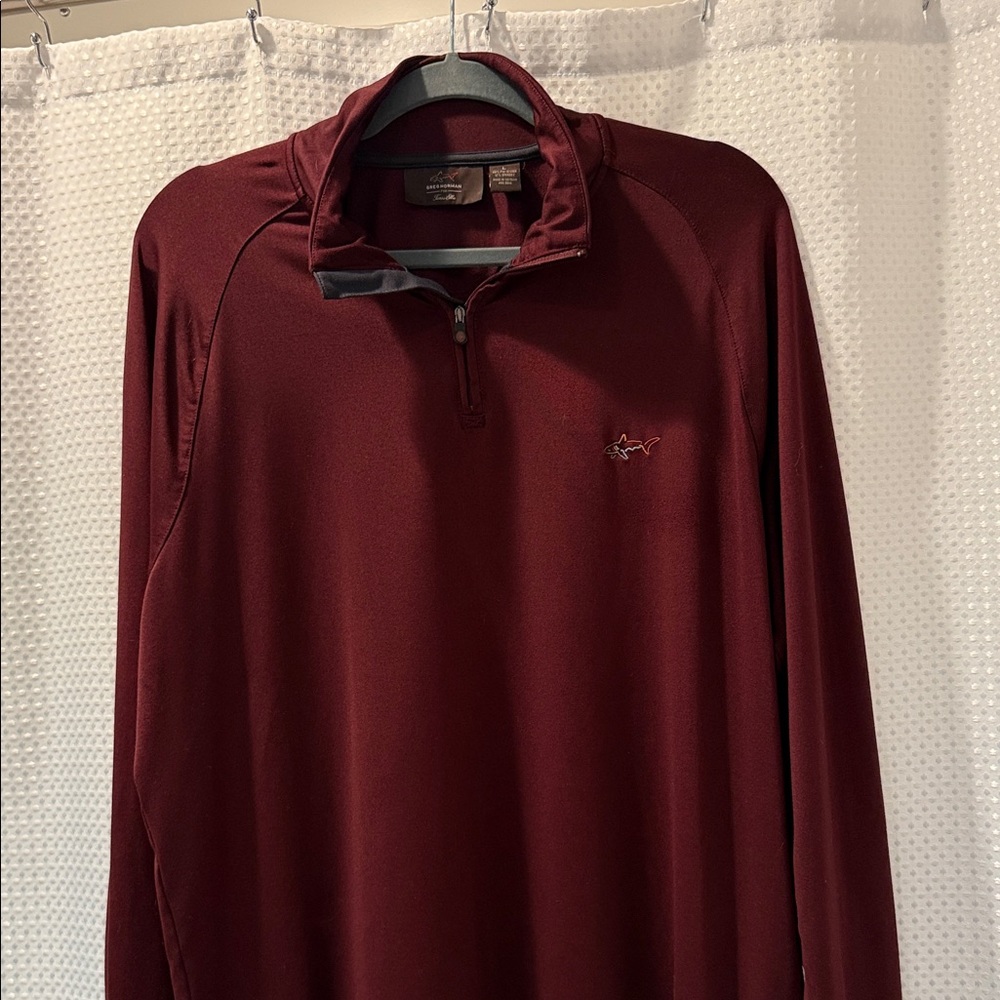 Greg Norman Tasso Elba Collection Burgundy Quarter Zip Polo